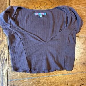 Urban Outfitters Chocolate Brown Ribbed Blouse